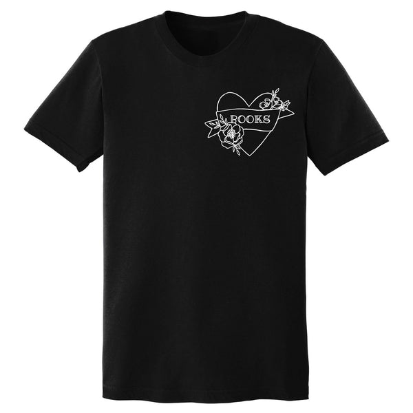 Book Heart - Black Unisex Adult T-Shirt